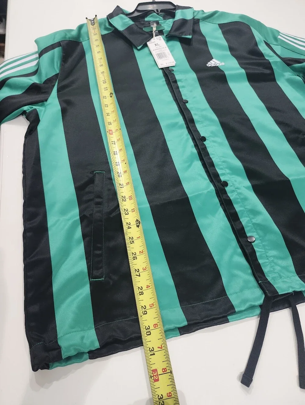 Adidas Originals Satin Coaches Snap Jacket Green Black Mens Size XL $110 IB8393 - Picture 7 of 8